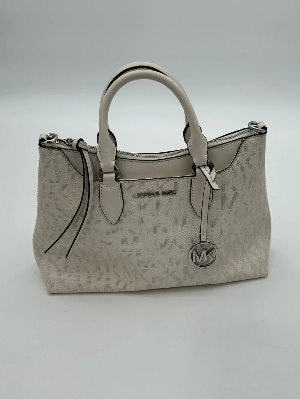 Michael Kors cream White Signature Logo Satchel